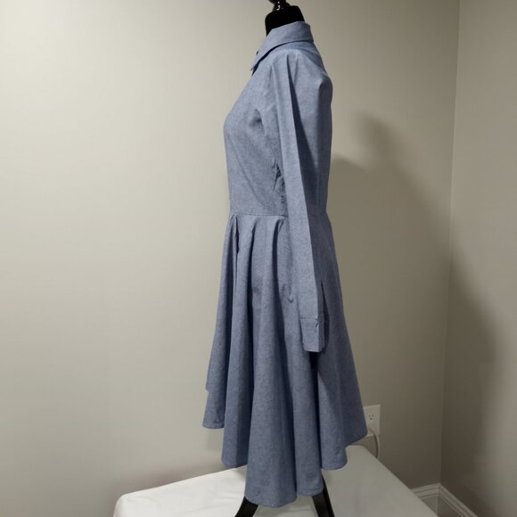 USA DENIM BLUE FIT AND FLARE SHIRT DRESS WOMEN SIZE M - Picture 6 of 8